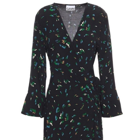 GANNI floral Wrap midi dress - Picture 6 of 7